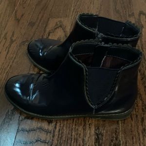 Girls black patent leather booties